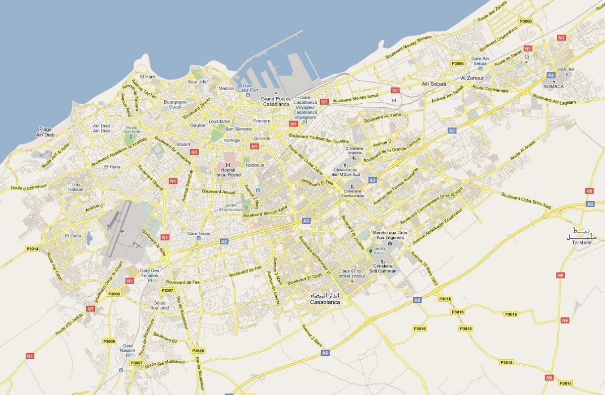 Mappa stradale di Casablanca