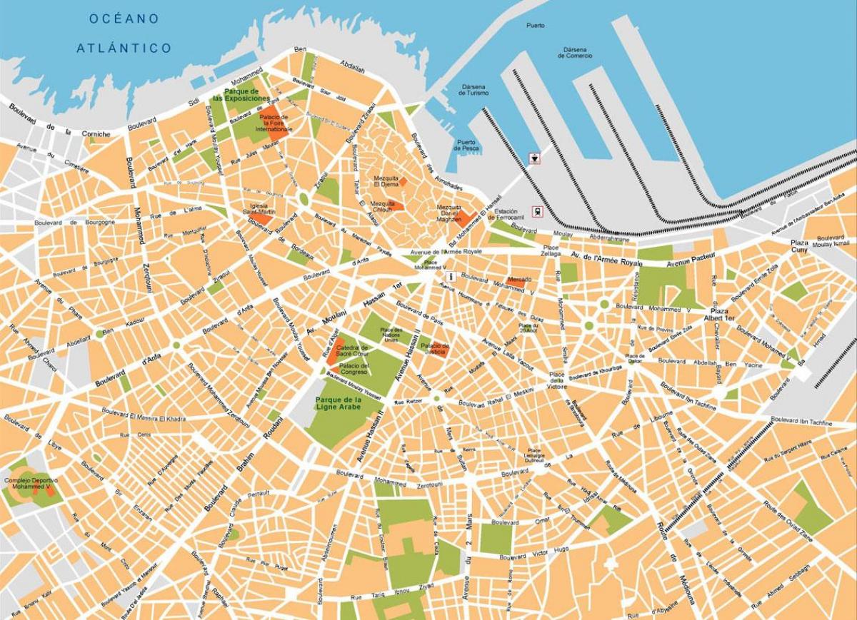 Mappa dei luoghi di interesse di Casablanca
