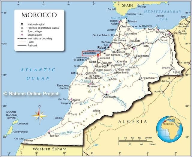 Casablanca sulla mappa del Marocco