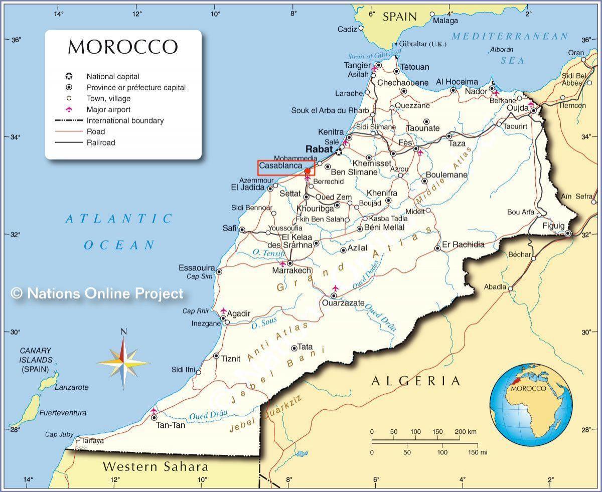 Casablanca sulla mappa del Marocco