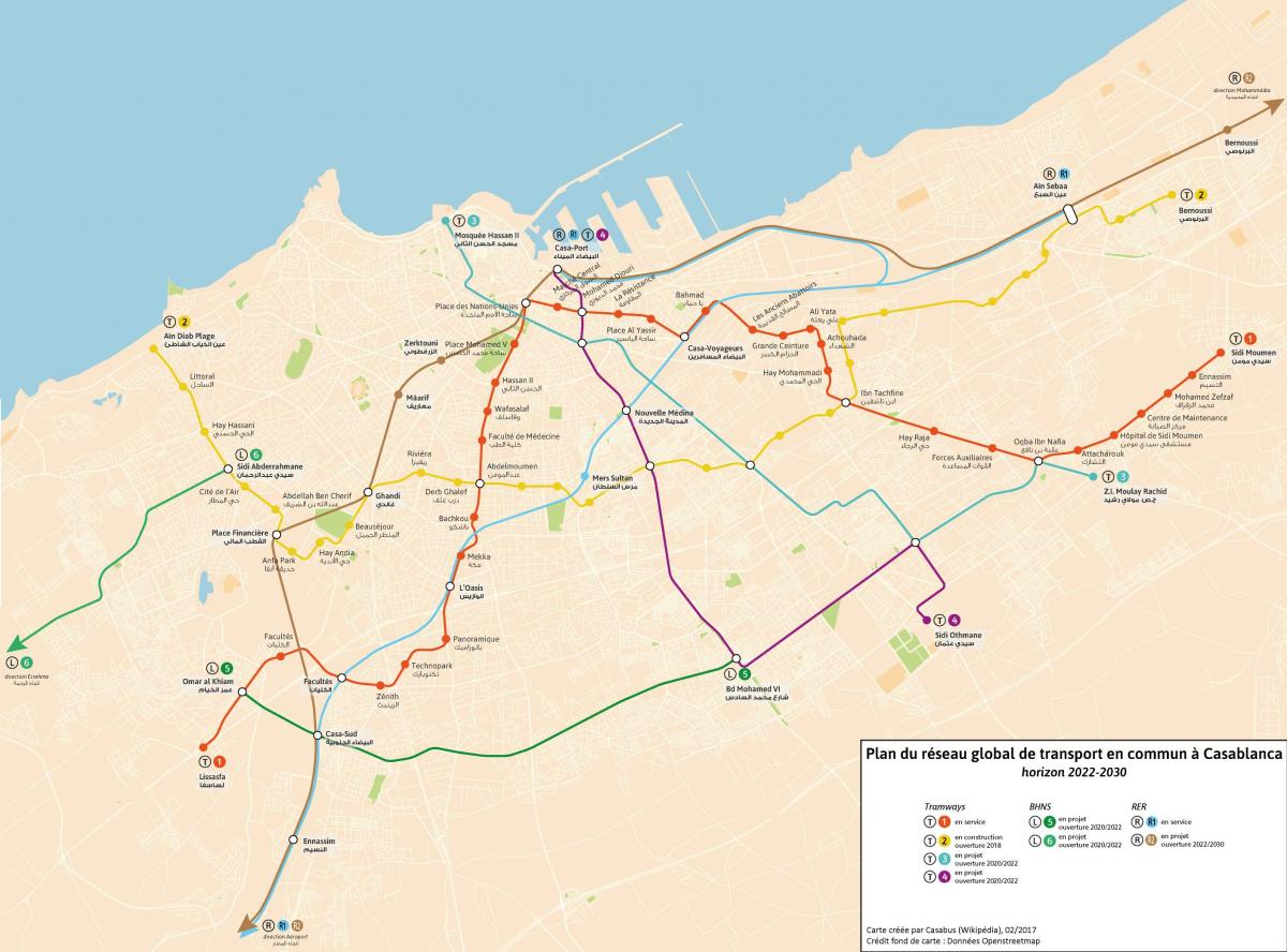 Mappa delle stazioni ferroviarie di Casablanca